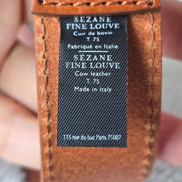 COPY - Sezane women's cow leather fine louve belt natural heritage T 75 - Picture 4 of 7